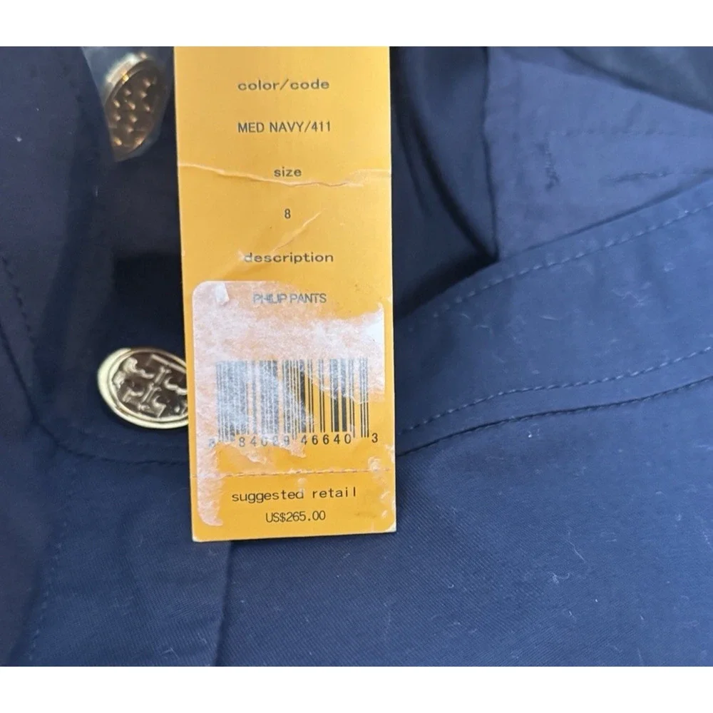 Tory Burch Trendy Straight Leg Cuffed Stretch Trousers, Size 8, NWT, MSRP $265